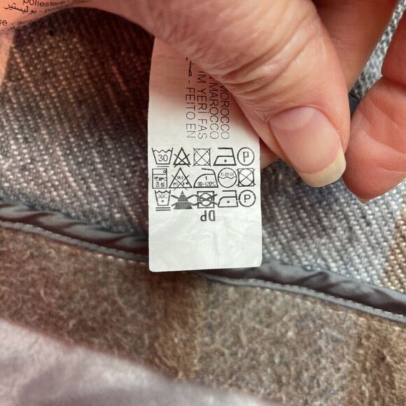 Zara Heavy Twill Overshirt Shacket Mens M Tan Gray Plaid Relaxed Fit Shirt - Picture 6 of 10